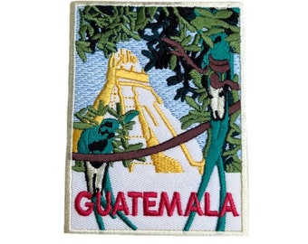 Écusson Guatemala (3,5 pouces) thermocollant/à coudre emblème souvenir de voyage Quetzal Maya Tikal Méso-Amérique centrale écussons cadeaux