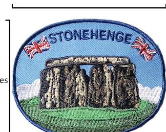 Stonehenge Patch Gesticktes Aufnäher zum Aufbügeln / Aufnähen Reise England Andenken Stone Henge UK Emblem Geschenk Aufnäher
