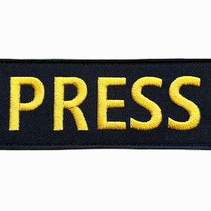 Pressmärke (5 tum) Broderat kardborreband med mediamärke, krokfäste, airsoft, taktisk väst, ryggsäck, väska, presentmärken