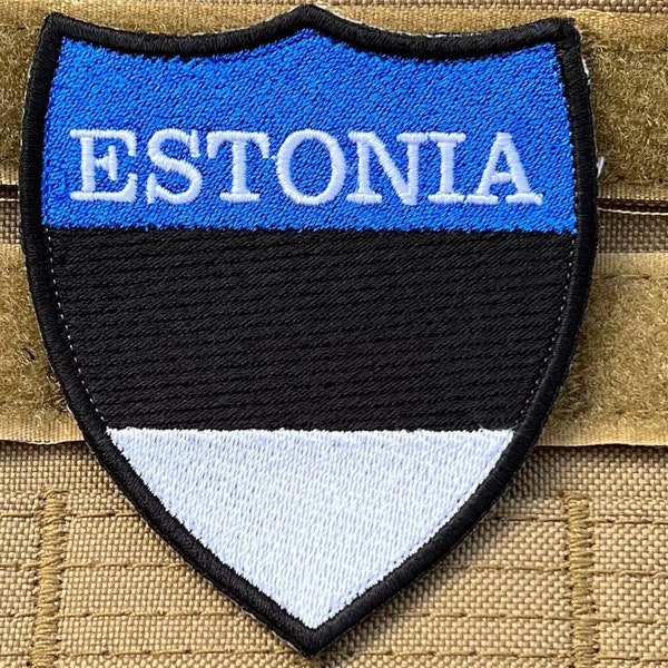 Estnische Flagge Patch (3 Zoll) Gesticktes Nationales Abzeichen (Haken + Schlaufe) Estnisches Wappen Wappen Souvenir Souvenir Patches