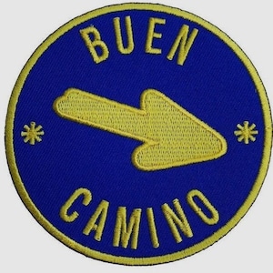 Buen Camino Patch Gesticktes Aufbügeln / Aufnähen (3 Zoll) Camino De Santiago Pfeil Souvenir Emblem Gehweg Geschenk Aufnäher