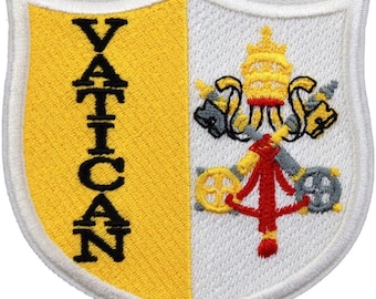 Vatican City Crest Patch (3 Inch) Rome Italy Embroidered Iron/Sew-on Badge Travel Europe Christian Souvenir Emblem Holy City Pilgrim
