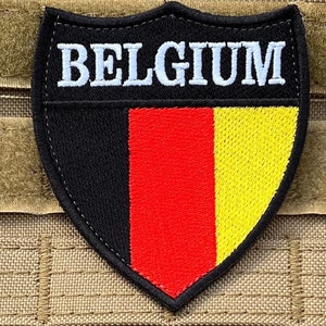 Belgium Flag Patch (3 Inch) Embroidered National Badge (Hook + Loop) Heraldry Shield Tactical Morale Emblem Europe Souvenir DIY Gift Patches