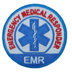 EMR パッチ (3 インチ) 刺繍入りアイロン/縫い付けバッジ。コスチューム、ジャケット、バッグ、バックパック、応急処置 DIY ギフト パッチに最適。