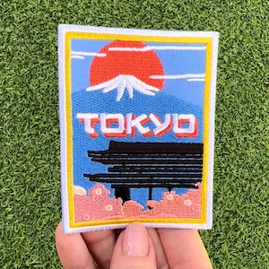 Parche de Tokio, Japón (3,5 pulgadas), bordado para planchar o coser, emblema de recuerdo de viaje, perfecto para mochilas, gorras, bolsos, chaquetas, parches de regalo hechos a mano