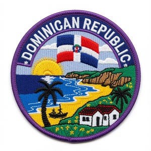 Dominican Republic Flag Patch, Embroidered Iron-On / Sew-On Badge Travel Souvenir Gift (80mm)