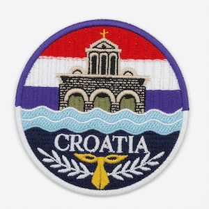 Kroatische vlagpatch, geborduurde strijk-/naaibadge, reis- en souvenirembleem voor Europa (80 mm)