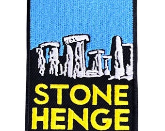 Stonehenge Patch (3,5 Zoll) Gesticktes Eisen / Aufnäher Reise England Souvenir Stone Henge UK Emblem DIY Rucksack, Jacke, Geschenk Aufnäher