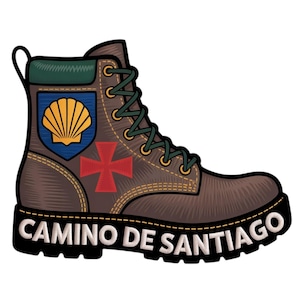 Camino De Santiago Patch Gesticktes Aufnähen (4 Zoll) Saint James Way Buen Camino Boot Emblem Jakobsmuschel Souvenir Geschenk Patches