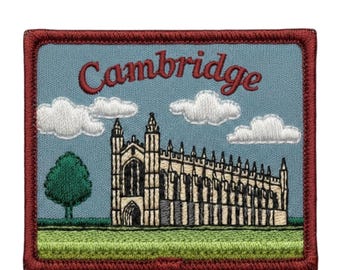 King\'s College Chapel Patch – Embroidered Iron-on / Sew-on Badge Cambridge UK Travel Souvenir Emblem