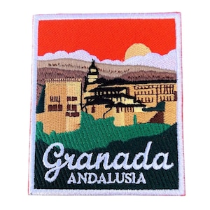 Grenada Andalusien Patch (3,5 Zoll) zum Aufbügeln / Aufnähen Reise Europa Souvenir Spanien Urlaub Emblem Rucksack, Gepäck, Geschenk Aufnäher