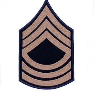 Écusson de grade de sergent-chef (5,5 pouces) à rayures kaki américain, insigne à repasser/à coudre brodé, uniforme SGT, veste de costume à faire soi-même, patchs de chemise