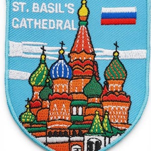 Parche bordado de la Catedral de San Basilio, Rusia, para planchar o coser (7,6 cm). Emblema turístico de recuerdo de viaje a Moscú.