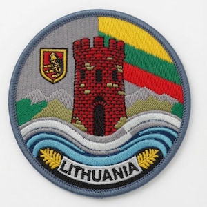 Lithuania Flag Patch Embroidered Iron-on/Sew-on Badge (3 Inch) Travel Vilnius Europe Vacation Souvenir Tourist Emblem Gift Patches