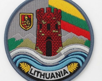 Lithuania Flag Patch Embroidered Iron-on/Sew-on Badge (3 Inch) Travel Vilnius Europe Vacation Souvenir Tourist Emblem Gift Patches