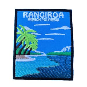 Rangiroa Französisch Polynesien Patch (3,5 Zoll) zum Aufbügeln / Aufnähen Reise Souvenir Atoll Urlaub Emblem Urlaub Geschenk Aufnäher