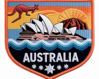 Australia Patch, Embroidered Iron-on / Sew-on Badge Travel Souvenir Emblem (3.5 Inch)