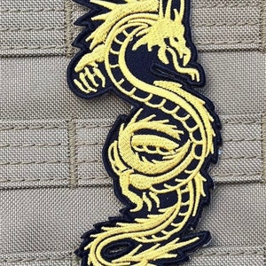 Golden Dragon Karate Patch (4 Inch) Embroidered Iron/Sew-on Logo Badge Shotokan Martial Arts GI Kimono, Backpack, Jacket, DIY Gift Patches