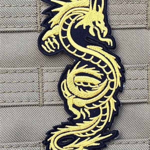 Écusson Golden Dragon Karaté (10,2 cm) brodé à repasser/coudre Logo Badge Shotokan Arts martiaux GI Kimono, sac à dos, veste, patchs cadeaux bricolage