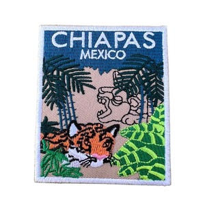 Chiapas Mexico-patch (3,5 inch) opstrijk-/naaibadge Maya-tempel Reizen Souvenir-embleem Chichen Itza Yucatan-embleem DIY-cadeaupatches