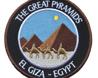 Giza Pyramids Patch (3.5 Inch) Egypt Iron/Sew-on Badge Egyptian Travel Souvenir The Great Pyramid, Bag, Hat, Backpack, Gift Patches