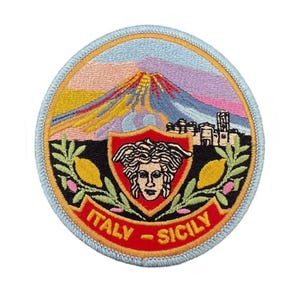 Italy Sicily Patch Embroidered Iron-on/Sew-on Badge (3 Inch) Travel Europe Souvenir Island Vacation Emblem Gift Patches