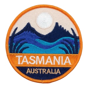 Tasmanien Australien Tygmärke Broderat Stryk-på/Sy-på-märke (80 mm) Resesouvenir Semesteremblem Presenttygmärken