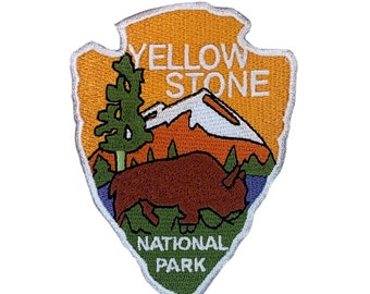 Yellowstone National Park Patch (3.5 Inch) Iron or Sew-on Badge USA Travel Patches Hiking Souvenir Hike Yellow Stone Emblem Trail Crest