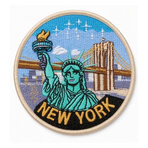 Patch bordado de Nova York para costurar ou passar a ferro (7,6 cm) - Lembrança de viagem dos EUA com a Estátua da Liberdade - Patch para presente
