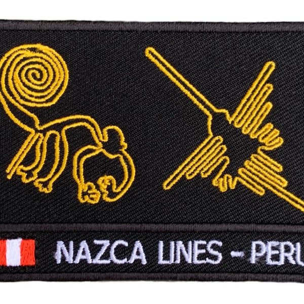Nazca Lines Peru Patch (3.5 Inch) Iron-on or Sew-on Badge Ancient Geoglyphs Souvenir Trek South America Trekking Emblem Crest Gift Patches