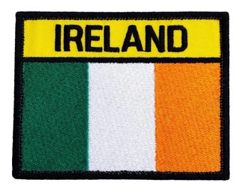 Écusson drapeau irlandais haut de gamme | Drapeau irlandais brodé avec bande Velckro | 95 mm x 65 mm | Insigne tricolore de la République d'Irlande