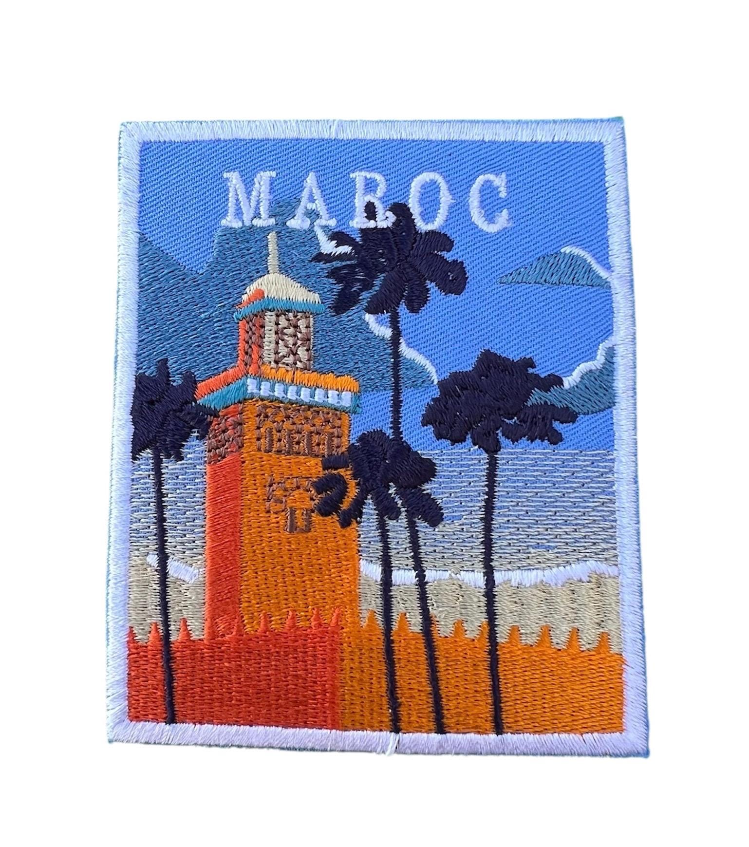 Écusson Brodé Marrakech Maroc 8,9 Cm - Patch Thermocollant Ou à Coudre, Souvenir Voyage Cadeau Déco