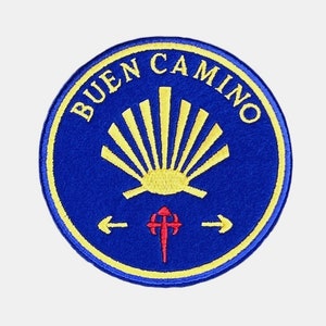 Écusson Buen Camino (3,5 pouces) Insigne thermocollant Saint-Jacques-de-Compostelle Emblème du Chemin de Saint-Jacques-de-Compostelle écusson flèche festonné Souvenirs de voyage Cadeaux