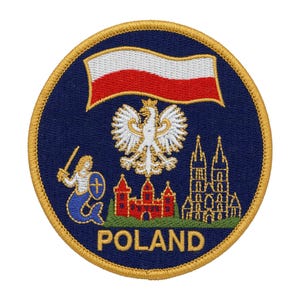 Aufnäher mit polnischer Flagge, gestickt, zum Aufbügeln oder Aufnähen, Reise- und Urlaubs-Souvenir, Touristenemblem, Rucksack-Geschenkaufnäher (3,5 Zoll)