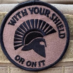 Spartaanse krijger patch met je schild of erop (3,2 inch) Velkro klittenband badge olijfgroen moreel tactische patches Airsoft cadeaubadges