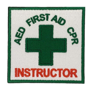 AED First Aid CPR Instructor Patch (3 Inch) Embroidered Iron-on or Sew-on Badge Perfect for Backapacks, Caps, Bags, Jacket DIY Gift Patches