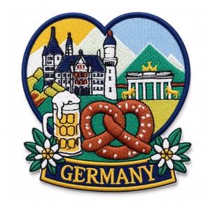 Germany Flag Patch Embroidered Iron-on/Sew-on Badge (80mm) Travel Europe  Vacation Souvenir Tourist Emblem Gift Patches