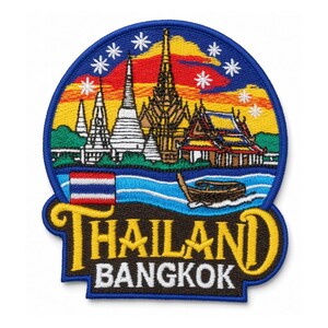 Bangkok Thailand Patch (3.5 Inch) Iron/Sew-on Badge Travel Souvenir Emblem Perfect for Backpacks, Jackets, Hats, Bags, Crafts, Gift Patches