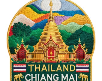 Chiang Mai Thailand Patch gestickt Eisen / Aufnäher (3,5 Zoll) Reise Asien Souvenir Emblem Geschenk Patches