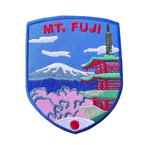 Parche del monte Fuji (3 pulgadas) bordado para planchar o coser, insignia, recuerdo de viaje, vacaciones en Japón, emblema turístico, parches de regalo