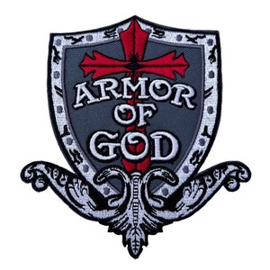 Armor of God Patch (4.5 Inch) Embroidered Iron-on Badge Shield Insignia Crest Perfect for Jackets, Backpacks, Costumes, DIY Gift Patches