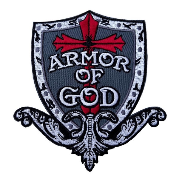 Armor of God Patch (4.5 Inch) Embroidered Iron-on Badge Shield Insignia Crest Perfect for Jackets, Backpacks, Costumes, DIY Gift Patches