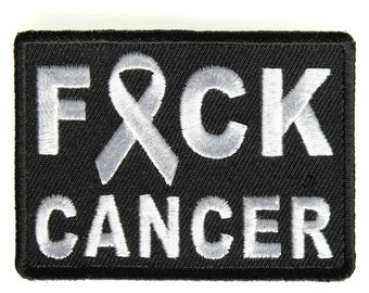 FCK Cancer Patch (2.75 x 2 Inch) Embroidered Iron-on or Sew-on Badge Cancer Survivor Ribbon Logo Emblem Perfect for Caps, Hats, Bags, Gift