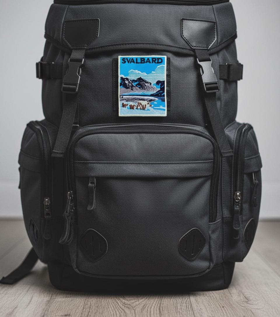 Écusson Brodé Svalbard Norvège – Ours Polaire Spitzberg, Patch Thermocollant/Sac à Dos, Souvenir Voyage 8,9 Cm