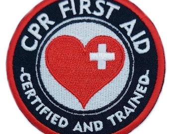 CPR First Aid Certified & Trained Patch (3 Inch) Embroidered Iron/Sew-on Badge CPR Certified DIY backpack, medic kit bag, Cap, Gift Patches