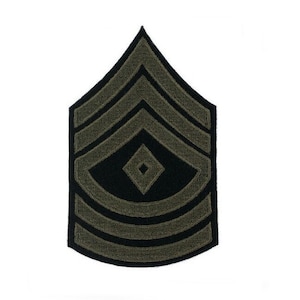 Parche de rayas de Sargento Primero (5,5 pulgadas), bordado para planchar o coser, insignia, logotipo de uniforme de unidad de EE. UU., réplica de 1945, insignia, escudo, emblema, parches de regalo