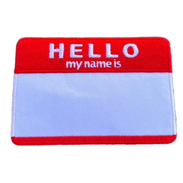 Hello My Name is Patch (3.5 Inch) Iron-on or Sew-on Embroidery Name Tag Badge Perfect for Backpacks, Jackets, Costumes, Cap, Gift Patches