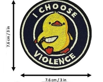 I Choose Violence-patch (3 inch) geborduurde klittenbandbadge - Funny Duck Meme-embleem voor tactische uitrusting, rugzakken, cadeaupatches