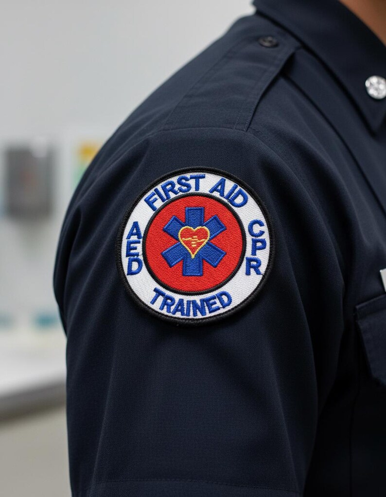 First Aid CPR AED Trained Patch, Embroidered Iron-on / Sew-on Badge ...