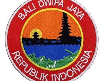 Bali Indonesia Patch, Embroidered Iron-on / Sew-on Badge (90mm) Souvenir Travel Patches